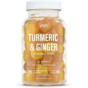 Turmeric Gummies with Ginger – 95% Curcuminoids – High Strength Curcumin Supplement – 60 Vegan Gummies – Natural Mango Flavour - Tablet Alternative by Alpha01