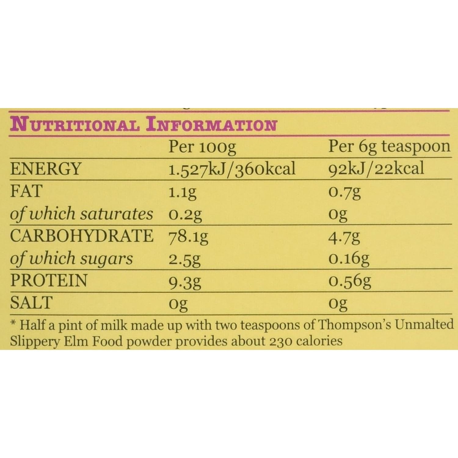 Thompson'S Slippery Elm Plain Food 454 G