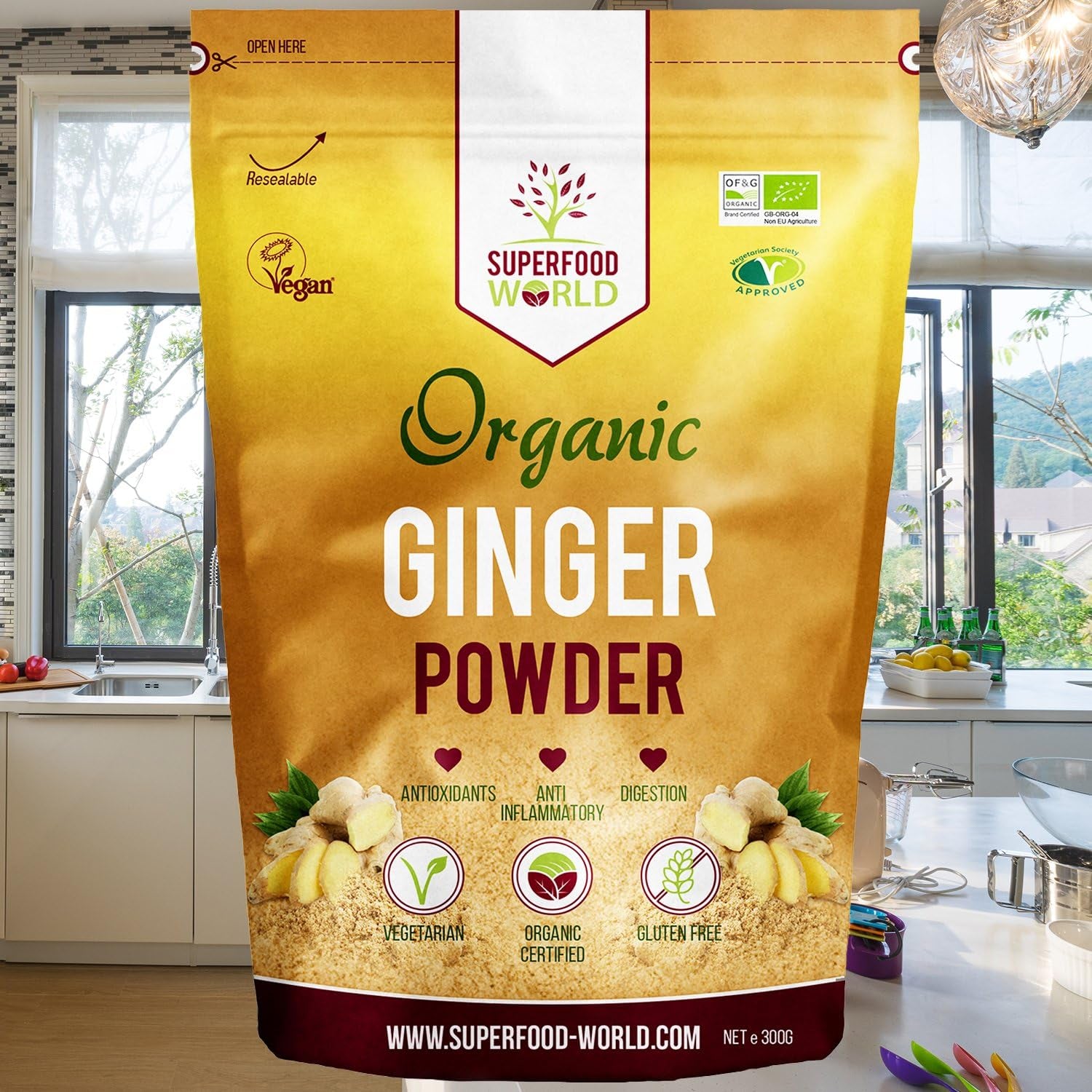 Organic Ginger Powder - Powerful anti Inflammatory & Antioxidant - Ideal for Cooking and Tea - Ginger Root Powder 300G