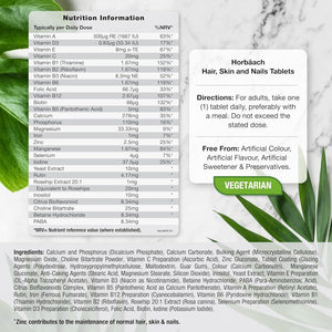 Hair Skin and Nails Vitamins | Biotin Hair Growth | with Biotin, Zinc and Selenium | Beauty Supplement for Women and Men | 120 Vegetarian Tablets | by Horbaach