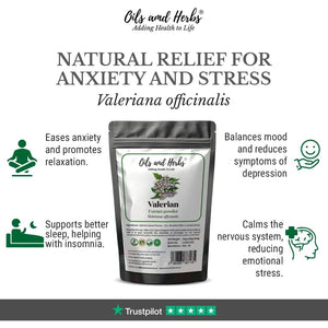 Organic Valerian Root Extract Powder by Oils and Herbs UK (10:1) High Strength - 100% Pure Free from Any Addictive or Sugar (50)