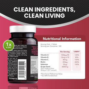 Only Nutrients - Hair Skin and Nails Vitamins, Beauty Supplements with Biotin & Selenium plus Vitamin C, a & E, High-Strength Vegan Supplements for Women/Men, 180 Biotin Tablets