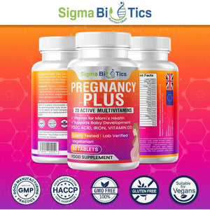 Sigmabiotics Pregnancy Multivitamin | 800 Μg Folic Acid, Iron, Vitamins D3 and C, Omega-3, B Complex, Zinc and Probiotics, Prenatal Support for Mom’S Energy, Immunity, and Baby'S Growth | 90 Tablets