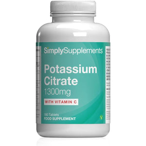 Potassium Citrate Tablets 1300Mg | with Added Vitamin C | 180 Tablets = 3 Month Supply | Vegan-Friendly Formula | Made in the UK