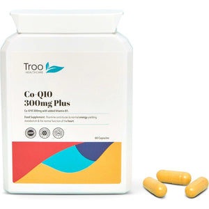 Troo Health Coq10 Supplement 300Mg plus - 60 Capsules - High Strength Trans Form Co Enzyme Q10 Enhanced with Vitamin B1 to Support Healthy Heart Function & Energy Metabolism - 2 Month Supply – UK Made