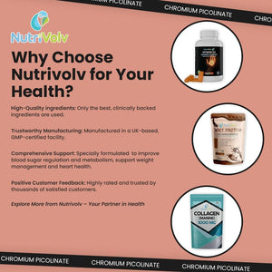 Nutrivolv Chromium Picolinate 1000Μg | High Strength 120 Tablets | Glucose Metabolism & Cravings Support | Energy & Weight Management | Vegan Supplement