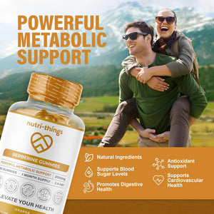 Berberine Gummies with Ceylon Cinnamon & Turmeric – High Strength Berberine HCL Supplement for Metabolic Support, Blood Sugar Balance – Vegan & Gluten-Free – 60 Gummies