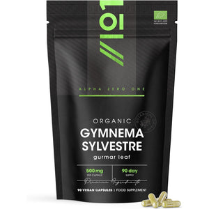 Organic Gurmar (Gymnema Sylvestre) 500Mg - 90 Vegan Capsules (3 Month Supply) – High Strength Gurmar Leaf Supplement – Resealable and Recyclable Pouch by Alpha01