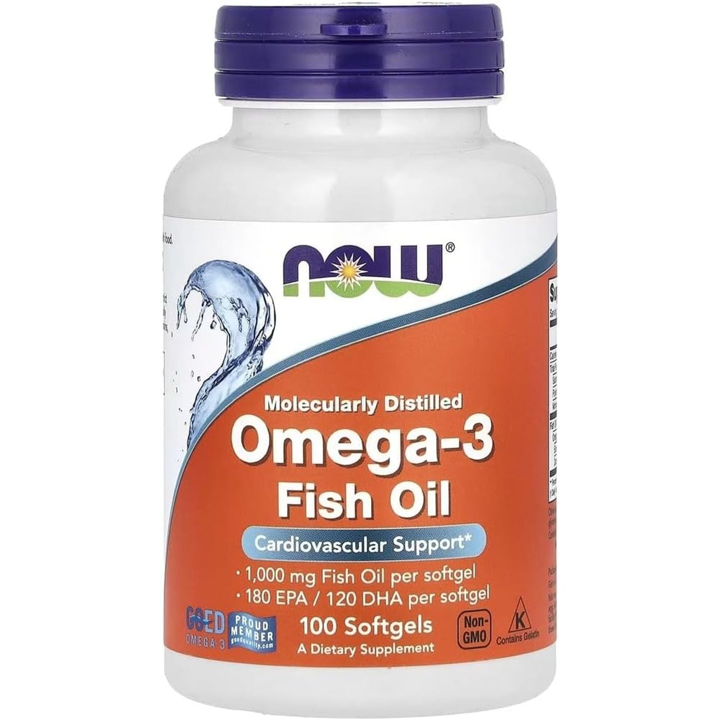 Now Foods – Omega-3 Molecularly Distilled | Supports Heart Health and Brain Function – 100 Softgels