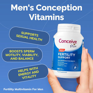 CONCEIVE plus Male Fertility Supplements - Boost Sperm Count, Motility & Libido - Maca Root, Folic Acid, L-Arginine, Zinc & Magnesium - Multivitamin for Men’S Health & Fertility Support, 60 Caps