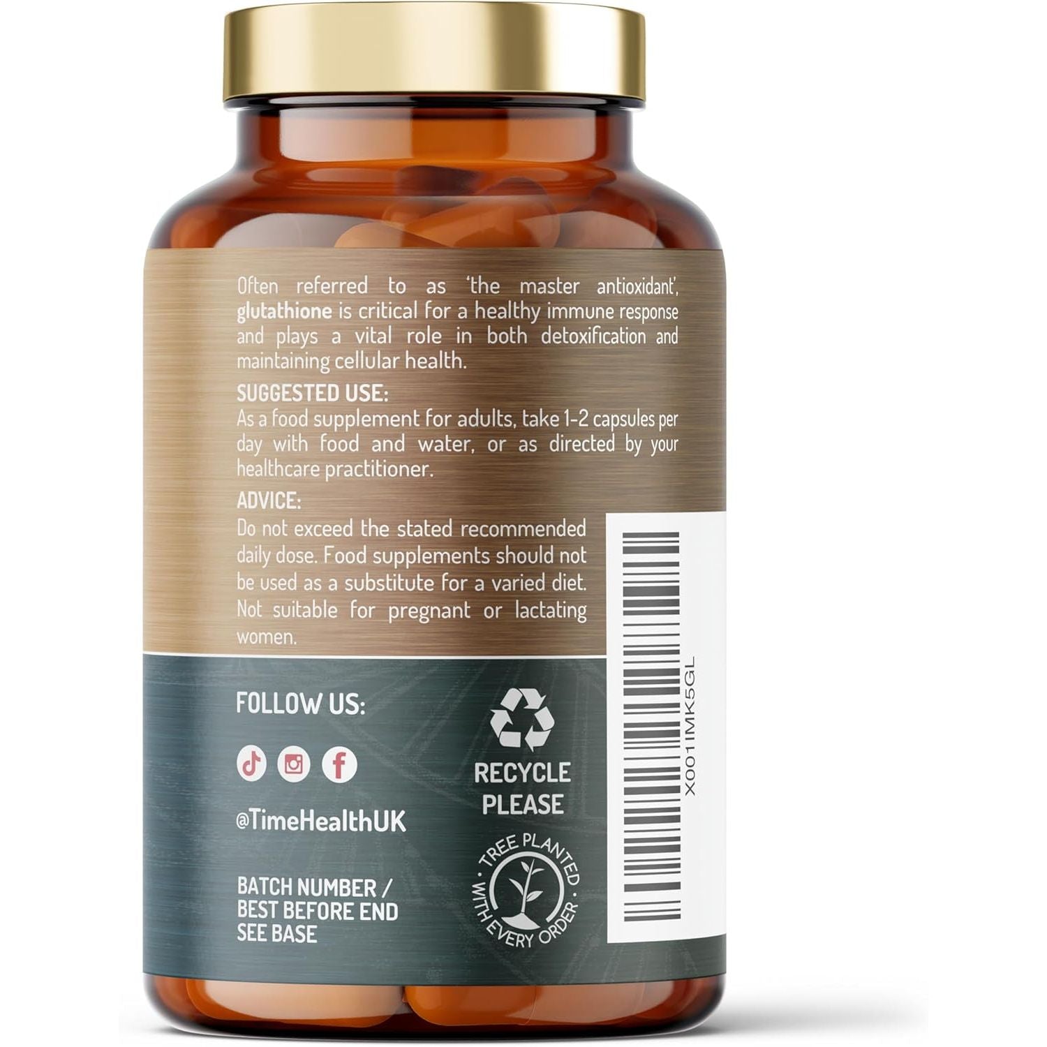 Glutathione Reduced - 320Mg - UK Made - Zero Additives - Vegan - Pullulan (120 Capsules)