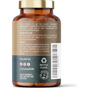 Glutathione Reduced - 320Mg - UK Made - Zero Additives - Vegan - Pullulan (120 Capsules)