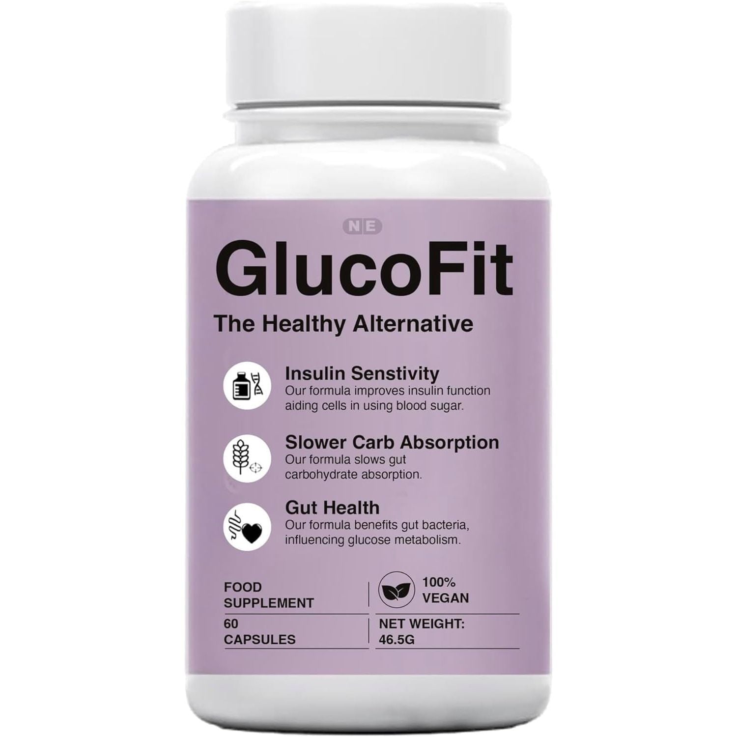 Gluco Fit Supplement, Improves Insulin Function, Slows Carb Absorption, Promotes Gut Health, 60 Vegan Capsules, Weight Management with Added Vitamins'