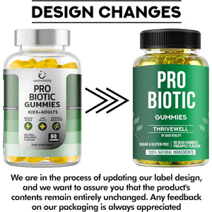 Probiotics Gummies for Adults and Kids - 60 Gummies - Vitamin C, B3, B5, B6 - UK Made Sash Vitality - Gut Health - Immune System Support - Digestive Support - Supports Oral Health (Pineapple Flavour)