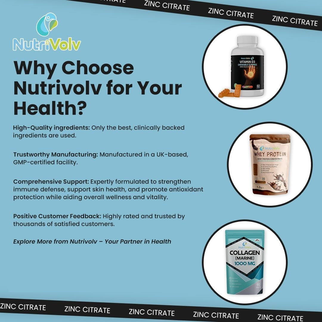 Zinc Citrate 100Mg Supplements Immune Health Fertility Vision Acne Skin Hair | 120 Tablets