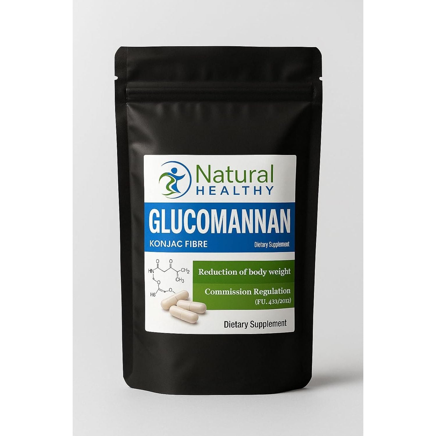 Glucomannan Capsules - High Fiber Supplement for Digestive Health & Weight Management for Man and Women - 60 Capsules - Suitable for Vegans