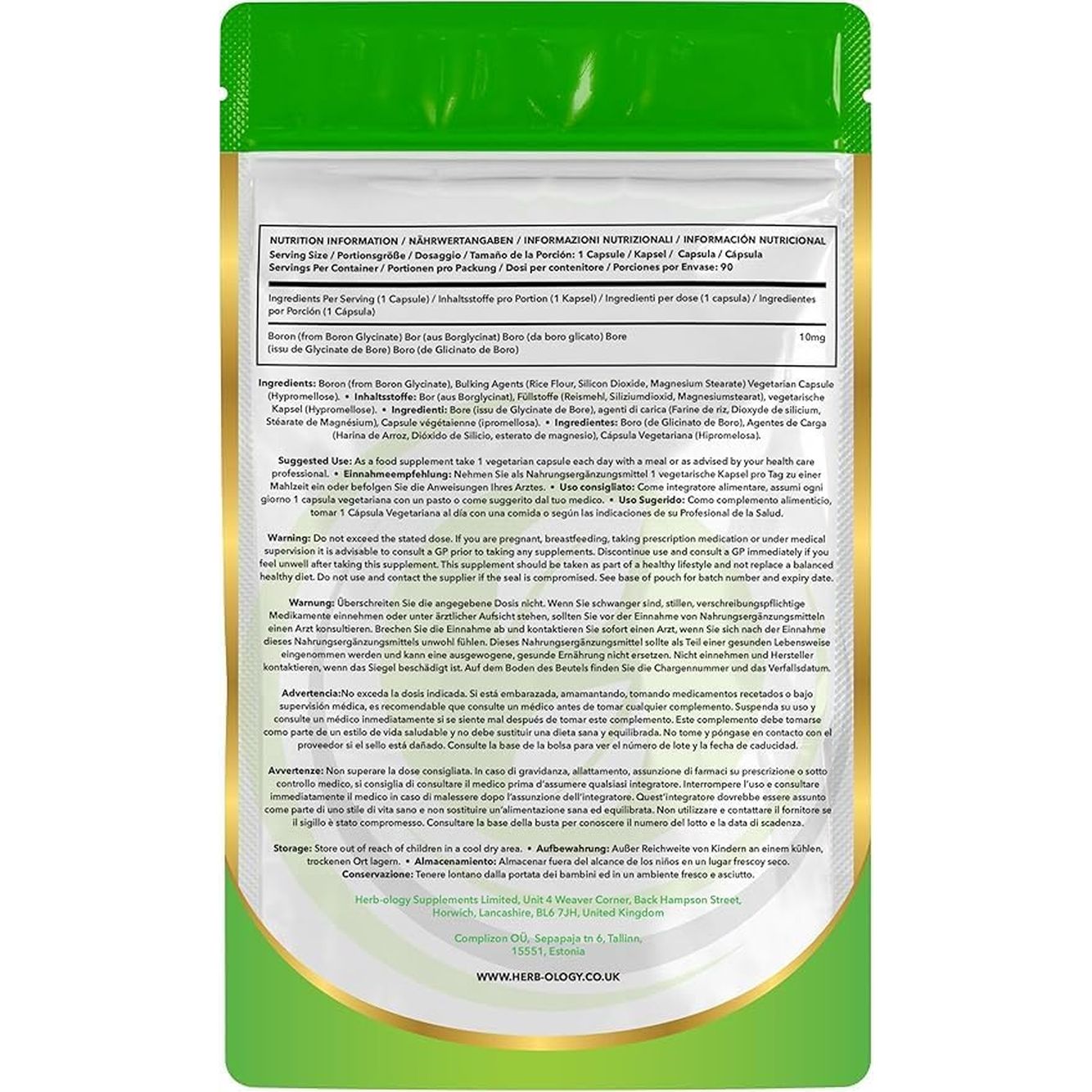 HB Boron Supplement | 90 Vegan High Strength Boron Capsules - 10Mg per Serving | Non-Gmo, Gluten, Dairy & Allergen Free | Manufactured in the UK