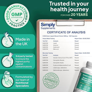 Green Lipped Mussel Capsules | 240 Capsules Providing 1500Mg of Support = 80 Days' Supply | High in Omega 3 Fats | Manufactured in the UK