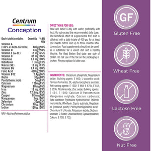 Centrum Conception Vitamins for Women, Fertility Supplements with 400_G Folic Acid, 30 Tablets