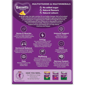 Bassetts Vitamins Woman 50+ Multivitamins & Multiminerals Orange & Lemon Flavour 30 Gummy Pastilles