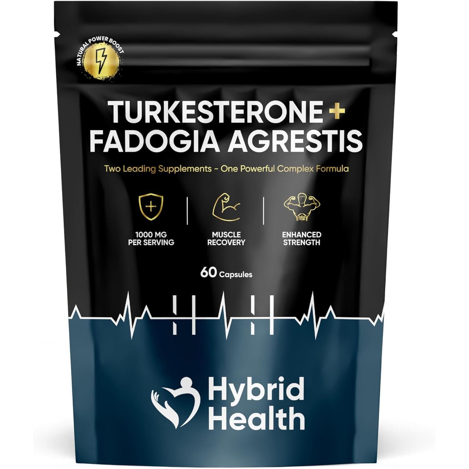Turkesterone + Fadogia Agrestis | 1000 MG | Maximum Strength Supplement | Strength, Performance & Power | 100% Natural Non-Gmo Vegan | 60 Capsules