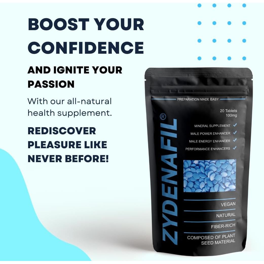 Blue Pills High-Dose Tablets for Men: 20 Count. Natural Active Ingredients. Enhanced Strength Herbal Supplement