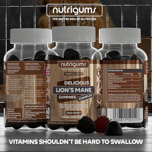 Lion'S Mane Mushroom 2500Mg High Strength Complex Gummy | Berry Flavour | 60 Vegan Gummies | Polysaccharides with VIT C, VIT B5 and Black Pepper | for Cognition & Mood by NUTRIGUMS®