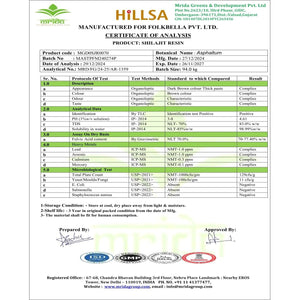 Hillsa Original 100% Natural Himalayan Pure Shilajit for Men & Women Tested with 85+ Trace Minerals & Rich Fulvic Acid 20Gm