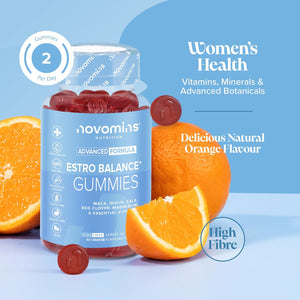 Novomins Estro Gummies – Womens Multivitamins - with Vitamin D, B6, B12, Maca & Kale Extract, Inulin - 60 Vegan Gummies