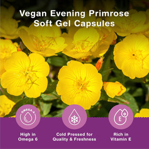 Evening Primrose Oil 1000Mg (2000Mg per 2 Capsule Serving) | 90 Capsules per Pouch - 45 Days Supply | High Strength & High GLA (Omega 6) Content | Cold Pressed