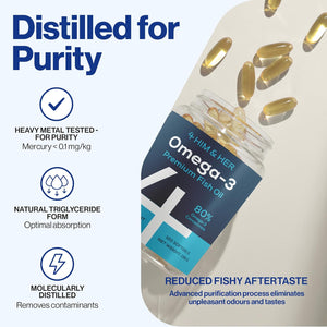 4 HIM & HER Omega-3 Capsules High Strength - 80% Concentrate Omega-3 Fish Oil - 668Mg EPA & 500Mg DHA + 83.4Mg DPA per Serving - 120 Softgels - 2 Months Supply
