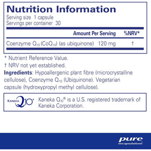 Pure Encapsulations - Coq10 120Mg - Coenzyme Q10 in Its Biologically Active Form - Boost Immune System - 30 Capsules