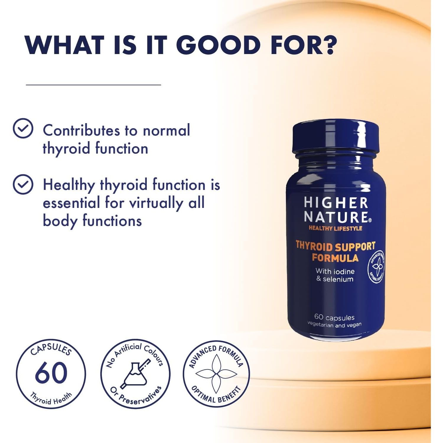 Higher Nature - Thyroid Support Formula - with Iodine & Selenium - Thyroid Support Supplement - Vegetarian & Vegan - 60 Capsules