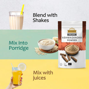 Ausha Organic Ashwagandha Powder 500G | High Strength - UK Certified Organic by Soil Association - for Stress and Anxiety Relief, Energy, Sleep Aid - Whole Ashwagandha Root Used