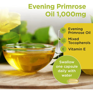 Healthspan Evening Primrose Oil | Support Women'S Health | Helps Maintain Hormonal Balance | Rich Source of Omega 6 Fatty Acids | Added Vitamin E | Vegan (90 Capsules, 1,000Mg)