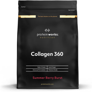 Protein Works - Collagen 360, Powder Supplement, Type I & III, High Protein, Summer Berry Burst, 480G, 32 Servings