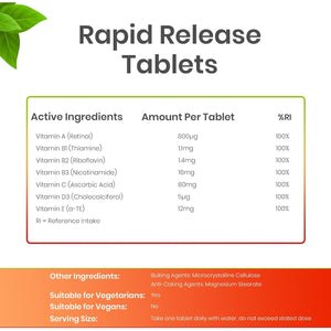 Red Label Health Multivitamin 360 Tablets (1 Year Supply) for Men & Women High Strength Multi Vitamins Supplement for Immune Support & Wellbeing, One a Day Multivitamins