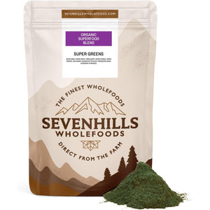 Sevenhills Wholefoods Organic Super Greens Blend 400G | with Spirulina, Chlorella, Wheatgrass, Barley Grass | Supports Skin, Immunity & Reduce Tiredness | 80 Servings | UK Made