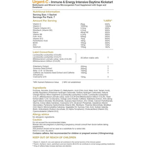 Pro-Ven Probiotics Urgent-C Daytime Kickstart Vitamin C, D, Zinc & Selenium Immune & Energy Intensive Formula25 Billion CFU Live Bacteria Orange Fizzy Drink, 7 Sachets