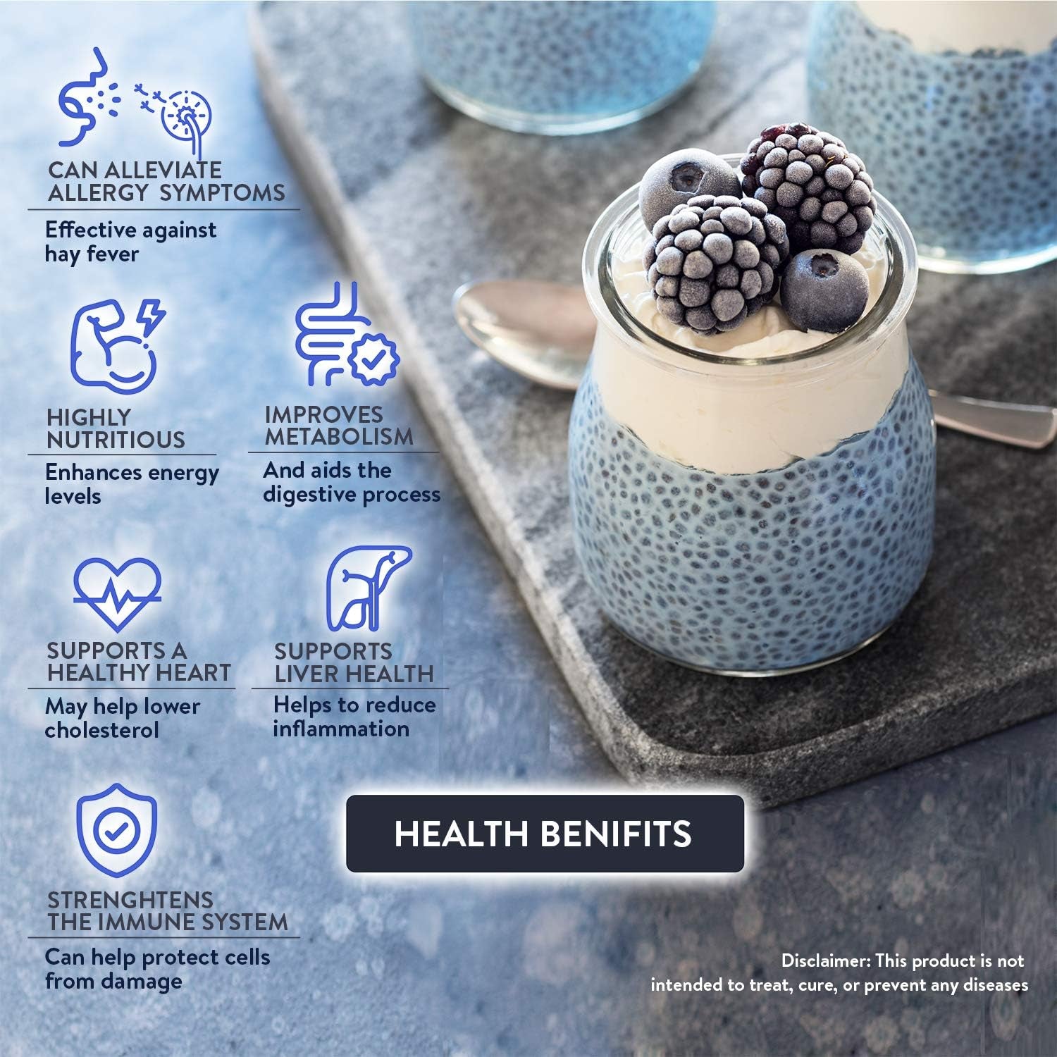 75G Blue Spirulina Powder 100% Natural Phycocyanin Vibrant Blue Colour Premium Quality Vegan Superfood Packed with Antioxidants, Protein, Vitamins & Amino Acids, Nutrient-Dense Immune System Booster