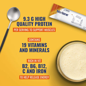 Meritene Energis Vanilla Protein Shake | 30G Powder Sachets, Pack of 15 | Nutritional Support Mix with Proteins and Minerals | with Vitamin D, B & K