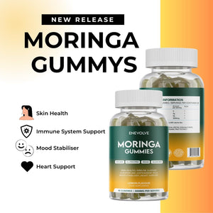 Enevolve Pure Moringa Leaf Gummies Supplement 3000Mg, High Strength, Skin Booster, Mood Stabaliser, Immune Support, Sugar Free, Lemon