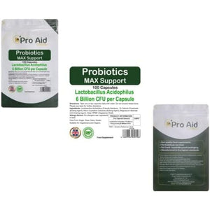 Probiotics Capsules Max Support 6 Billion CFU 100 Pack by Proaid | Healthy Gut | Digestion Support | Bio Cultures | Premium Vegetarian Capsules