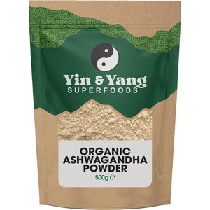 Organic Ashwagandha Powder 500G, by Yin & Yang Superfoods. 100% Pure and Raw - Premium Quality. Vegan, Gluten Free & Palm Oil Free.