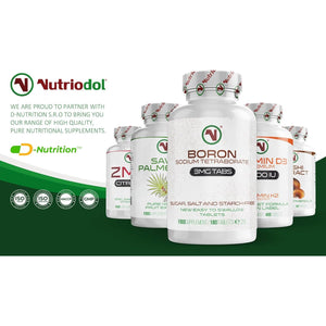 Nutriodol Boron Tablets | 3Mg per Tablet | Sodium Tetraborate | 180 Days Supply | Suitable for Vegans | Easy to Swallow Tablets