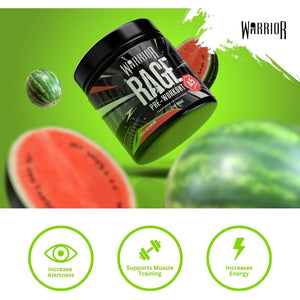 Warrior Rage - Pre-Workout Powder - 392G - with Creatine Gluconate, Vitamin C and Beta Alanine - Energy Drink Sports Supplement - for Men & Women - 45 Servings (Wicked Watermelon)