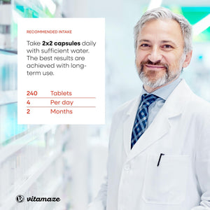 Maca Root Capsules for Women and Men with L-Arginine, B6, B12 and Zinc - Hormonal Balance, Anti-Stress, Energy Booster - 240 Capsules for 2 Months - Organic Supplement, German Quality- Vitamaze