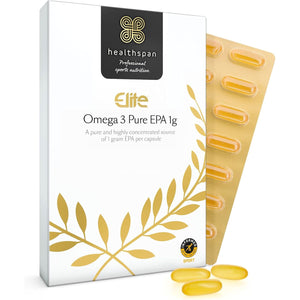 Healthspan Elite Omega 3 Pure EPA 1G | 60 Capsules | All Blacks Official Partner | Support Brain, Eye & Heart Health | 1,000Mg EPA Omega 3 Fatty Acid | Informed Sport Accredited | Lemon Flavoured