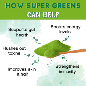 Organic Super Greens Powder 50 Servings | Boost Energy, Digestion & Immunity | Green Powder Superfood | Vegan, 100% Natural & Alkaline | No Gluten, No Artificial Ingredients