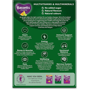 Bassetts Vitamins Man 50+ Multivitamins & Multiminerals Orange & Lime Flavour 30 Gummy Pastilles